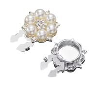 Schmuckstücke - Floreale Strass Perlen Knopfcover, Modische Schmuckverzierung, Edle Stoffapplikation | Stilvolle Knopfdekoration Damen Kleidung Hochzeit Business Party Alltags Outfit Crafting Ins