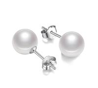 Schmuckwilli Orecchini di perle per donne e ragazze - con perle rotonde bianche - eleganti orecchini con perle MK per ogni occasione - orecchini - orecchini a perno per donne, Perla Perla Conchiglia, Perla