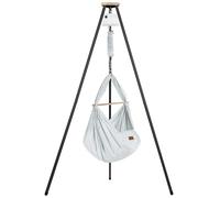 SCHMUSEWOLKE - Culla a molla Bio Air Grey - con motore e tipe antracite - Amaca per neonati e bambini dalla nascita fino a 3 anni - Cotone biologico - con materasso in lana di pecora