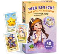 Schnabulino Wer bin ich? Gioco di carte per bambini dai 4 anni in su, 50 carte, gioco di indovinazione e gioco di famiglia per ragazze e ragazzi, gioco di compleanno per bambini, favorisce il pensiero