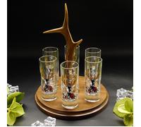 Schnapsanbieter 6 Pz. Occhiali 2cl 4 on Cervo Design a Scelta A Scudo Marrone