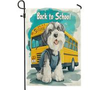 Schnauzer Bandiere da giardino per scuolabus per cani, 30,5 x 45,7 cm, double face, per decorazione esterna, divertente bandiera in tela per il rientro a scuola, per cuccioli, per lezioni di animali