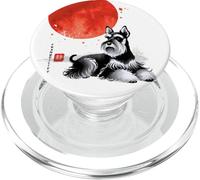 Schnauzer Cane Sole Rosso Arte Giapponese Sumi-e PopSockets PopGrip per MagSafe