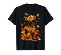 Schnauzer Carino con Foglie Autunnali Cane estetico Autunno Foresta Maglietta
