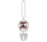 Schnauzer, ciondolo per specchietto retrovisore dell'auto, con ali d'angelo, in lega di zinco, ornamento da appendere per donne e uomini, decorazione interna per auto, SUV, camion, accessori per