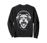 Schnauzer Con Cuffie DJ Musica Amante dei Cani Felpa
