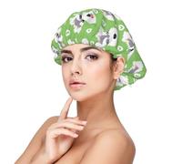 Schnauzer Cuore Verde Cane da Compagnia,Cuffia da notte elastica in raso per adulti, fascia per capelli in seta regolabile, cuffia da notte elastica per donne