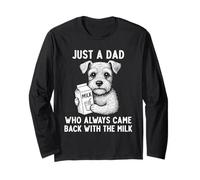Schnauzer Dad Milk Joke Festa del papà amante dei cani Maglia a Manica