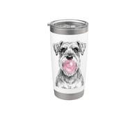 Schnauzer divertente che soffia gomma da masticare rosa Bicchiere termico in acciaio inox doppia parete
