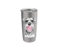 Schnauzer divertente che soffia gomma da masticare rosa Bicchiere termico in acciaio inox doppia parete