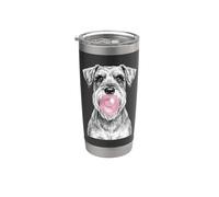 Schnauzer divertente che soffia gomma da masticare rosa Bicchiere termico in acciaio inox doppia parete
