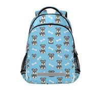 Schnauzer Dog Blue Bone Pattern zaino per bambini con grandi borse per libri per ragazze adolescenti ragazzi mochilas para ni?as de 12 a?os