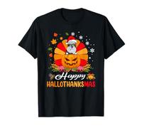Schnauzer Dog Hallothanksmas HalloweenThanksgiving Christmas Maglietta