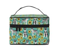 Schnauzer Girasoli Primavera Estate Floreale Cane Di Razza Cane, Borsa per il trucco Borsa per cosmetici Borsa da viaggio portatile da viaggio Astuccio per matite