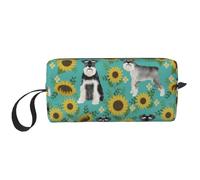 Schnauzer Girasoli Primavera Estate Floreale Cane Di Razza Cane, Borsa per il trucco Borsa per cosmetici Borsa da toilette da viaggio portatile Borsa per trucco Organizer