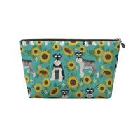 Schnauzer Girasoli Primavera Estate Floreale Cane Di Razza Cane, Borsa per il trucco Borsa per cosmetici Borsa da toilette da viaggio portatile Borsa da toilette