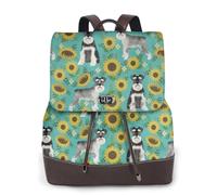 Schnauzer Girasoli Primavera Estate Floreale Razza di Cane Cane,Zaino da donna, impermeabile, leggero, in pelle PU, alla moda, da viaggio