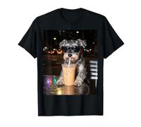 Schnauzer in Miniatura Che beve caffè Freddo Divertente Animale Maglietta