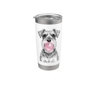 Schnauzer in miniatura che soffia Bubblegum Bicchiere termico in acciaio inox doppia parete