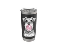 Schnauzer in miniatura che soffia Bubblegum Bicchiere termico in acciaio inox doppia parete