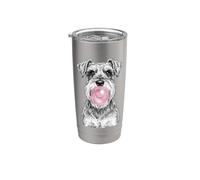 Schnauzer in miniatura che soffia Bubblegum Bicchiere termico in acciaio inox doppia parete