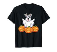 Schnauzer in Miniatura Fantasma Zucca Boo Halloween Mens Womens Maglietta
