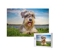 Schnauzer Lawn Pets Cani grigi Chnauzer,Puzzle in legno da 1000 pezzi per famiglie, puzzle per adulti e adolescenti