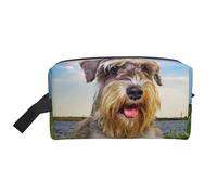 Schnauzer Lawn Pets Grey Dogs Chnauzer, organizer per cosmetici di grande capacità, borsa da viaggio per il trucco da donna