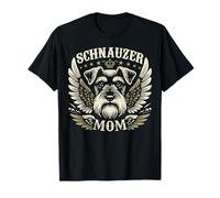 Schnauzer Mom Biker Wings, per amanti della moto, simpatico cane retrò Maglietta