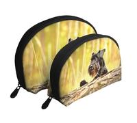 Schnauzer nano animali domestici cani neri, Borsa per trucco a conchiglia Portamonete da donna Borsa da toilette piccola Borsa per cosmetici 2 pezzi
