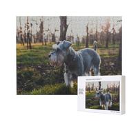 Schnauzer nano, animali domestici da prato, cani grigi,Puzzle in legno da 500 pezzi, gioco di famiglia, puzzle per adulti e adolescenti, decorazioni per la casa