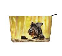 Schnauzer nano, cani neri, Borsa per cosmetici in velluto a coste Borsa per il trucco Borsa da viaggio portatile