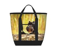 Schnauzer nano, cani neri,Borsa porta pranzo grande capacità isolata per donne e uomini, lavoro, picnic, viaggi