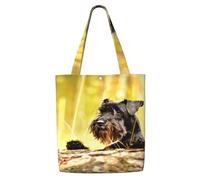 Schnauzer nano, cani neri,Borse della spesa riutilizzabili, borse per la spesa, borsa a tracolla in tela di grande capacità
