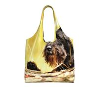 Schnauzer nano, cani neri,Borse riutilizzabili, borse della spesa, borsa a tracolla in tela di grande capacità