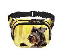 Schnauzer nano, cani neri, Marsupio quadrato a doppio strato, borsa da viaggio, marsupio casual