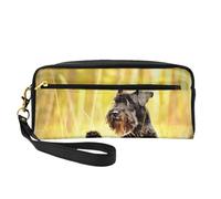 Schnauzer nano della foresta Animali domestici Cani neri, Borsa per il trucco Borsa per cosmetici Borsa da viaggio portatile da toilette Astuccio in pelle per donne e ragazze