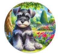 Schnauzer - Puzzle da 1000 pezzi, con fiore rotondo, per puzzle, set regalo unico, decorazione moderna per tutta la famiglia, 1000 pezzi (67,5 x 67,5 cm)