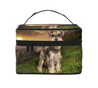 Schnauzer Sunset Cani Animali domestici Montagne Schnauzer, Borsa per il trucco Borsa per cosmetici Borsa da toilette da viaggio portatile Astuccio per matite Astuccio da toilette