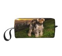 Schnauzer Sunset Cani Animali domestici Montagne Schnauzer, Borsa per il trucco Borsa per cosmetici Borsa da toilette da viaggio portatile Borsa per trucco Organizer