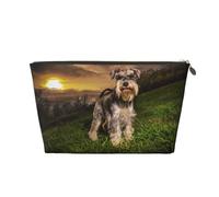 Schnauzer Sunset Cani Animali domestici Montagne Schnauzer, Borsa per il trucco Borsa per cosmetici Borsa da toilette da viaggio portatile Borsa da toilette