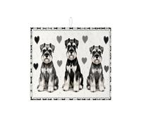 Schnauzer - Tappetino scolapiatti per bancone della cucina, tappetino assorbente per scolapiatti a forma di cane bianco e nero, tappetino in microfibra a forma di cuore per proteggere il bar, 40,6 x
