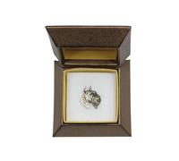 Schnauzer Tipo 3 - Argento Placcato Spilla Con Dem Immagine di Un Cane Art Dog