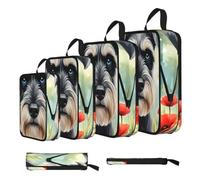 Schnauzer tra le margherite - Set di 4 organizer da viaggio a compressione