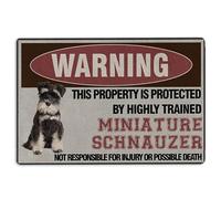 Schnauzer Zerbino con scritta "Warning This Property is Protected by Highly Trained Schnauzer Welcome", antiscivolo, divertente, per bagno, cucina, portico, ingresso, 40 x 60 cm