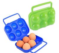 Schneespitze 2 Pezzi Portauova Portatile Griglie Portauova Custodia Plastica da Viaggio Uova per Uso Domestico Organizzatore Scatola di Uova Contenitore Portatile Supporto per Uova,Blu, Arancio