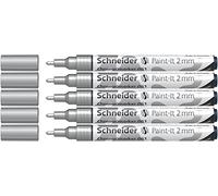 Schneider 061 - Marcatori cromati, 2,0 mm, inchiostro ad alta pigmentazione con effetto di gioco, adatto per molte superfici, 5 pezzi, cromato