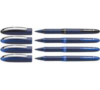 Schneider 183084 - Penna roller One Business (resistente ai documenti con tratto di 0,6 mm, prodotto in Germania), set da 4 pezzi, 3 blu, 1 nero