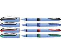 Schneider 183594 - Penna roller One Hybrid N 5 (indelebile, tratto 0,5 mm, punta ibrida), confezione da 4 pezzi, nero, blu, rosso, verde
