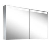 Schneider ARANGALINE Armadio a specchio illuminato a LED, 2 porte a specchio doppie, 120x70x12cm, 160.520.02.41, Versione: Standard UE/corpo anodizzato argento